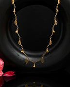 VOJ Gold-Polished Designer Chain For Women With AD Stone And Leaf
