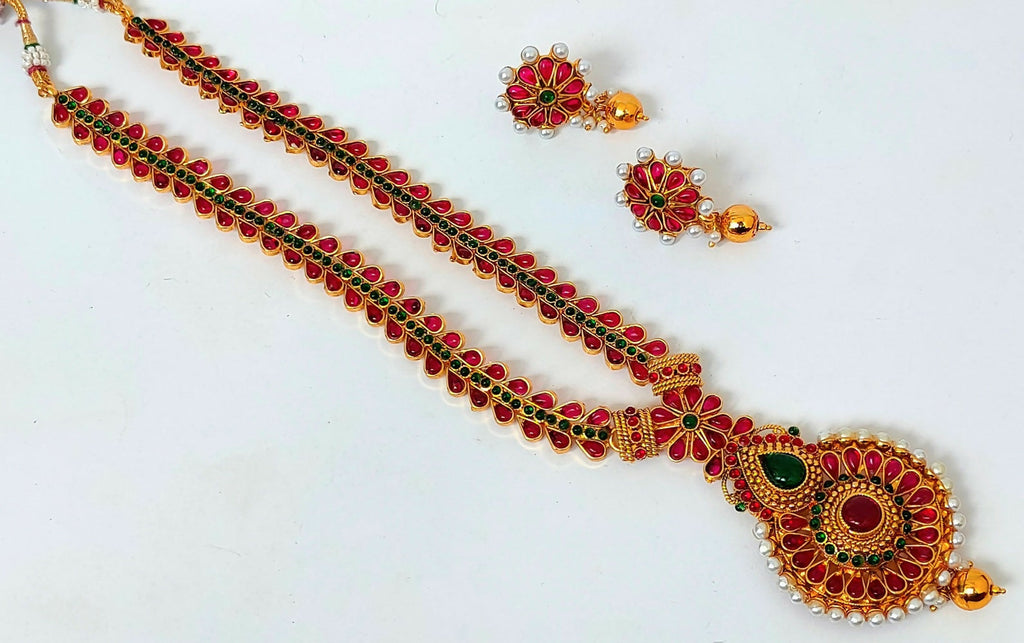 Kemp Pink & Green Necklace Set - Distacart