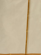 Ramraj Cotton Mens Pure Cotton 1/2 Inch Gold Jari Dhoti - Cream