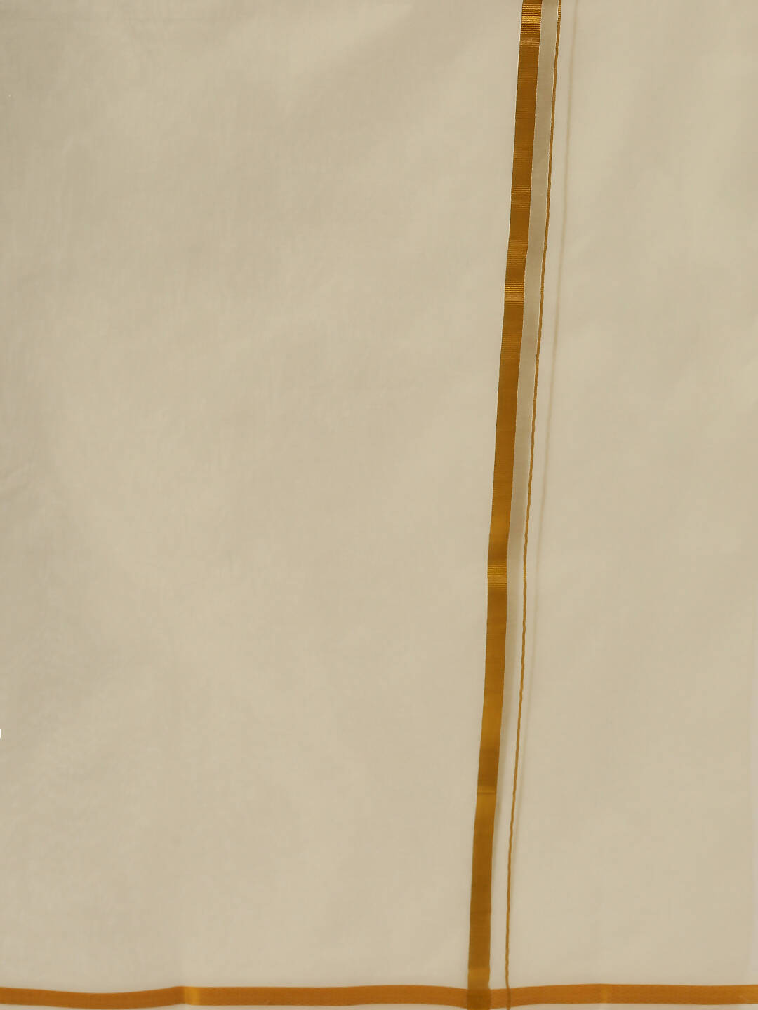 Ramraj Cotton Mens Pure Cotton 1/2 Inch Gold Jari Dhoti - Cream
