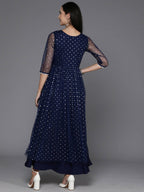 Ahalyaa Women's Traditional wear Ethnic Dress - Navy Blue - Distacart