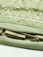 House of Panchhi Pista Green Pure Georgette Embroidered Lehenga & Blouse, Dupatta