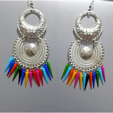 MS Fashion India Silver Oxidized Fashion Chandali Afghani Hanging Earrings