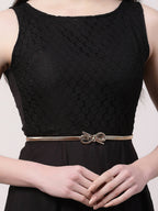 NVR Women Circular Gold-Polished Stretchable Metal Belt