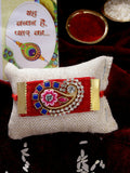 NVR Men Red Stone-Studded Rakhi With Roli Chawal - Distacart