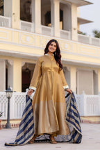 Teeya Creation Multi Color Pure Banarasi Viscose Wedding Wear Long Gown - Distacart