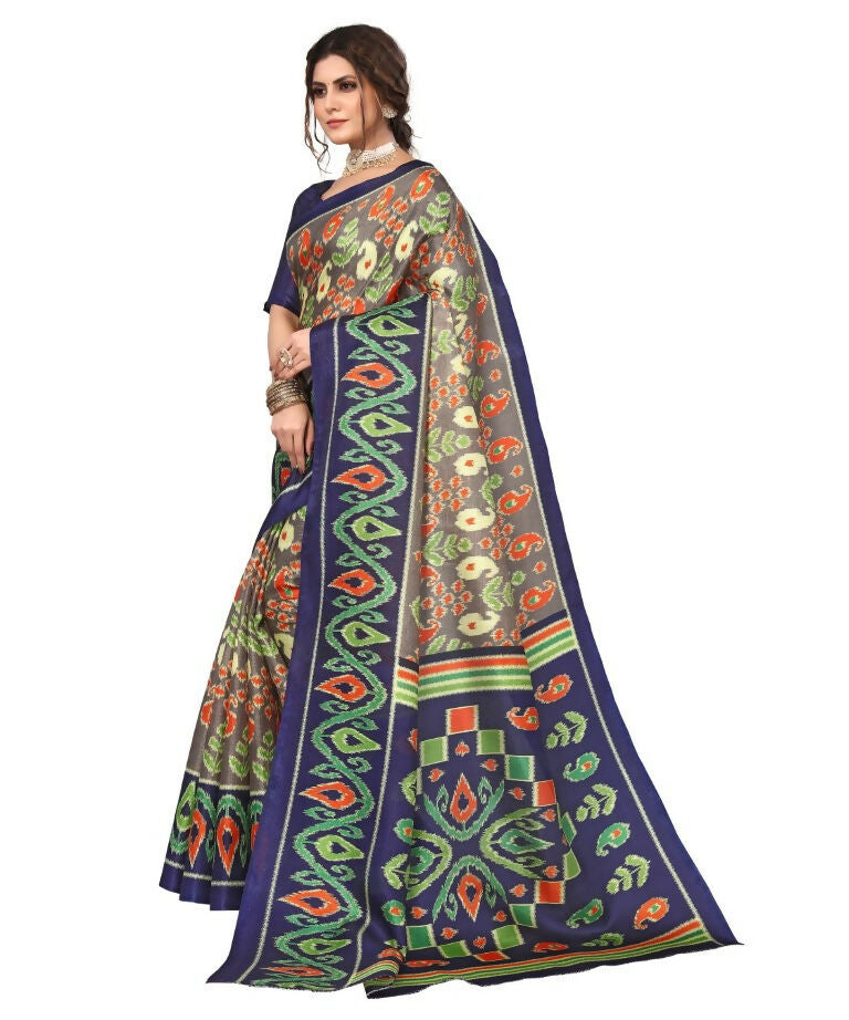 Vamika Navy Blue Printed Art Silk Saree