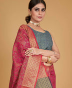 Pink Silk Woven Design Saree With Unstitched Blouse Piece - Akshita