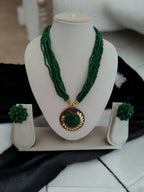 Inhanns All-Day Statement Beaded Necklace Set - Green