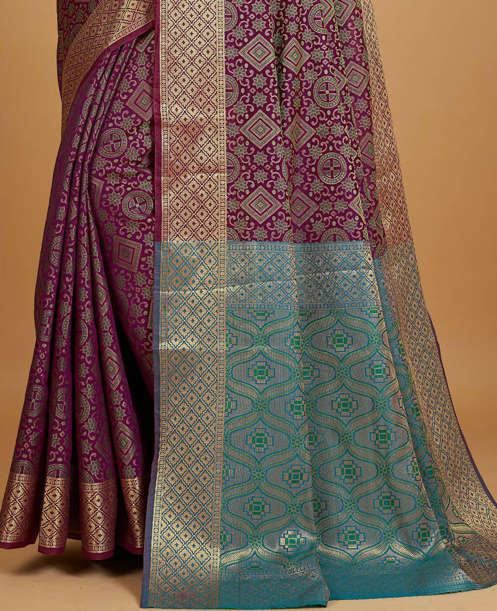 Wine Silk Woven Design Saree With Unstitched Blouse Piece - Akshita
