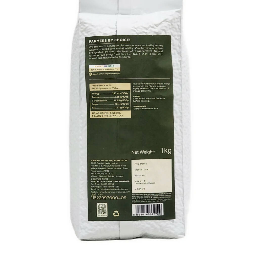 Two Brothers Organic Farms Stony Ambemohar Rice, Unpolished