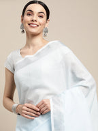 Anaita Blue Linen Saree With Blouse - Distacart