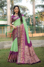 Anaita Light Green Woven Design Pure Bandhej Kanjivaram Soft Silk Saree - Distacart