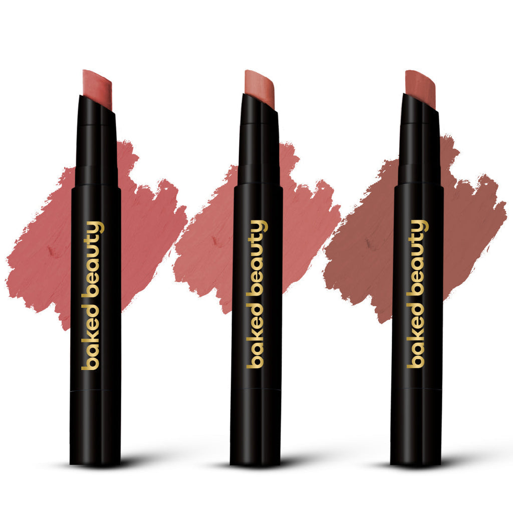 Baked Beauty My Crayon Lip Eclair Super Matte Lip Cream Lipsticks (Set of 3)