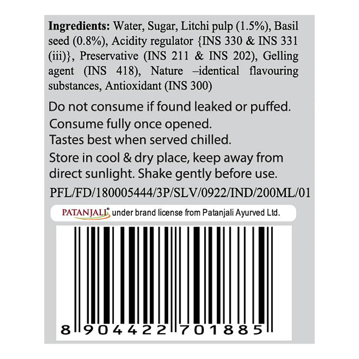 Patanjali Litchi Basil Drink - Distacart