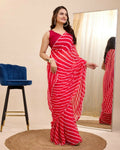 Red Georgette Designer Printed Ready To Wear Saree - Ibiza