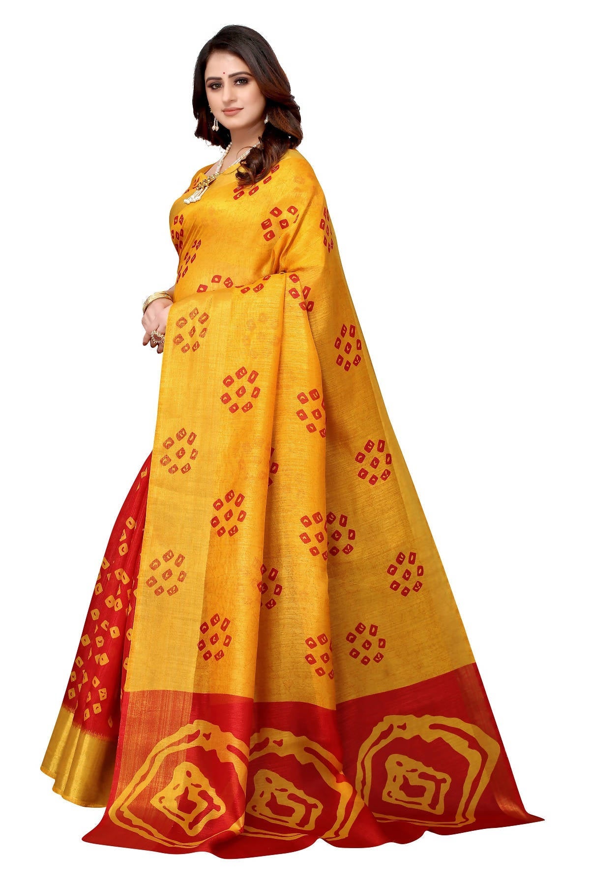 Vamika Ethnic Fire Red Jari Border Linen Saree - Distacart