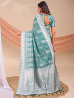 Shree Shyam Fashion Varnika Sea Green Linen Cotton Saree