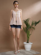Myshka Women's Multi Printed Sweetheart Neck Top