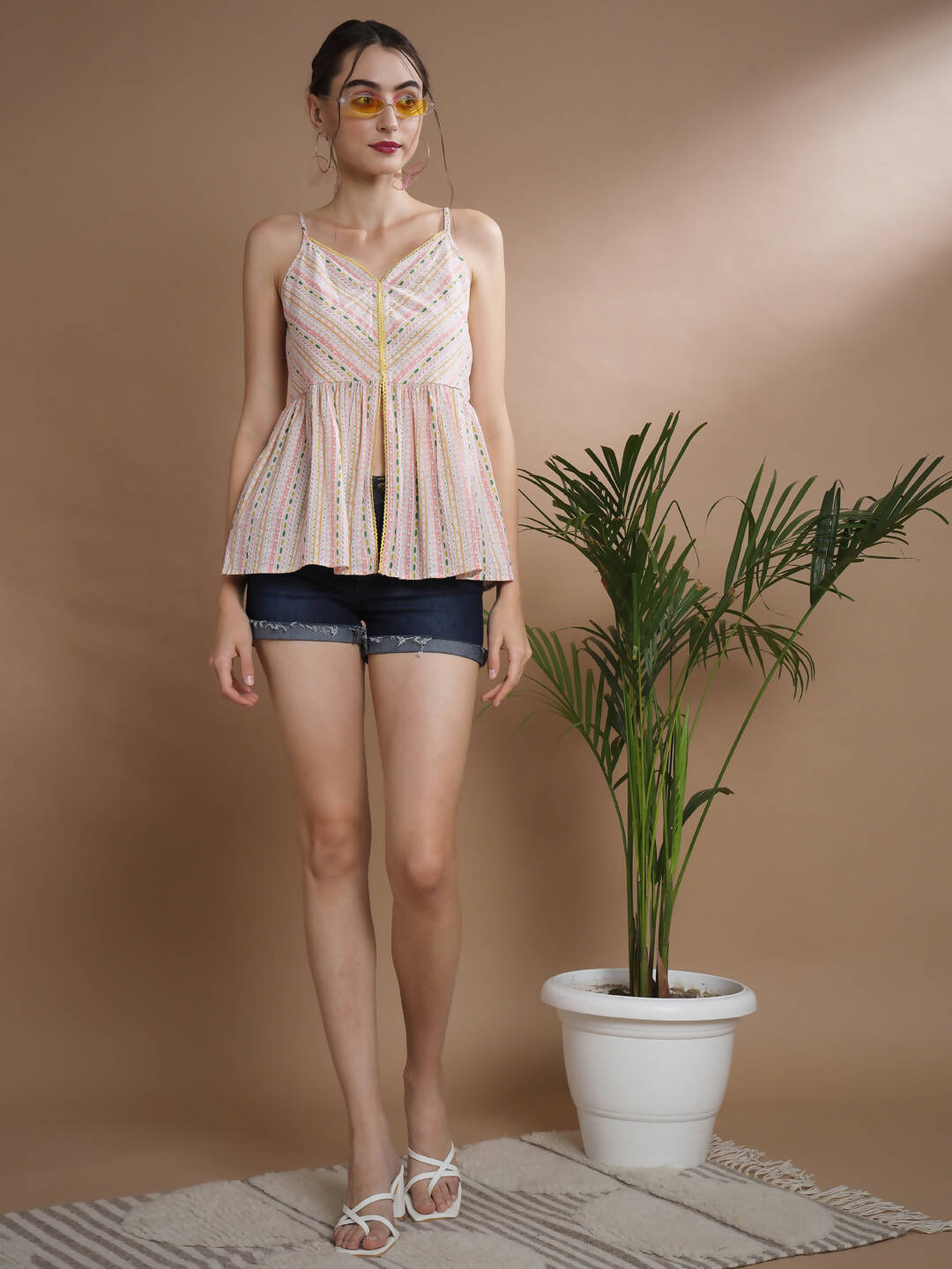 Myshka Women's Multi Printed Sweetheart Neck Top