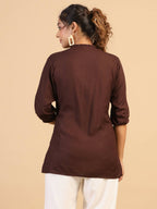 Womens Brown Rayon Solid Top - Keeva