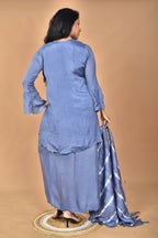Morchari Women And Hand Embroidery Palazzo Set-Grey