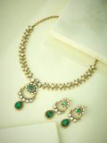 Nuyug 22K Gold-Plated Kundan Studded Faux Jasper Stone Necklace Set