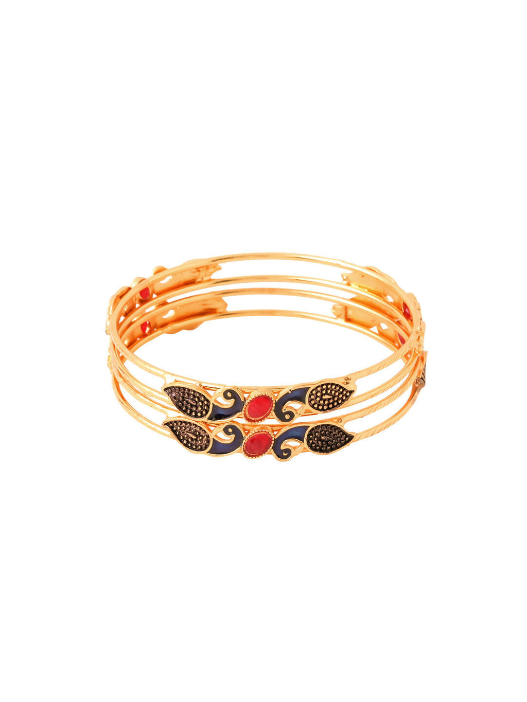 NVR Women Set of 2 Gold-Plated Traditional Daily Use Peacock Design Bangles - Distacart