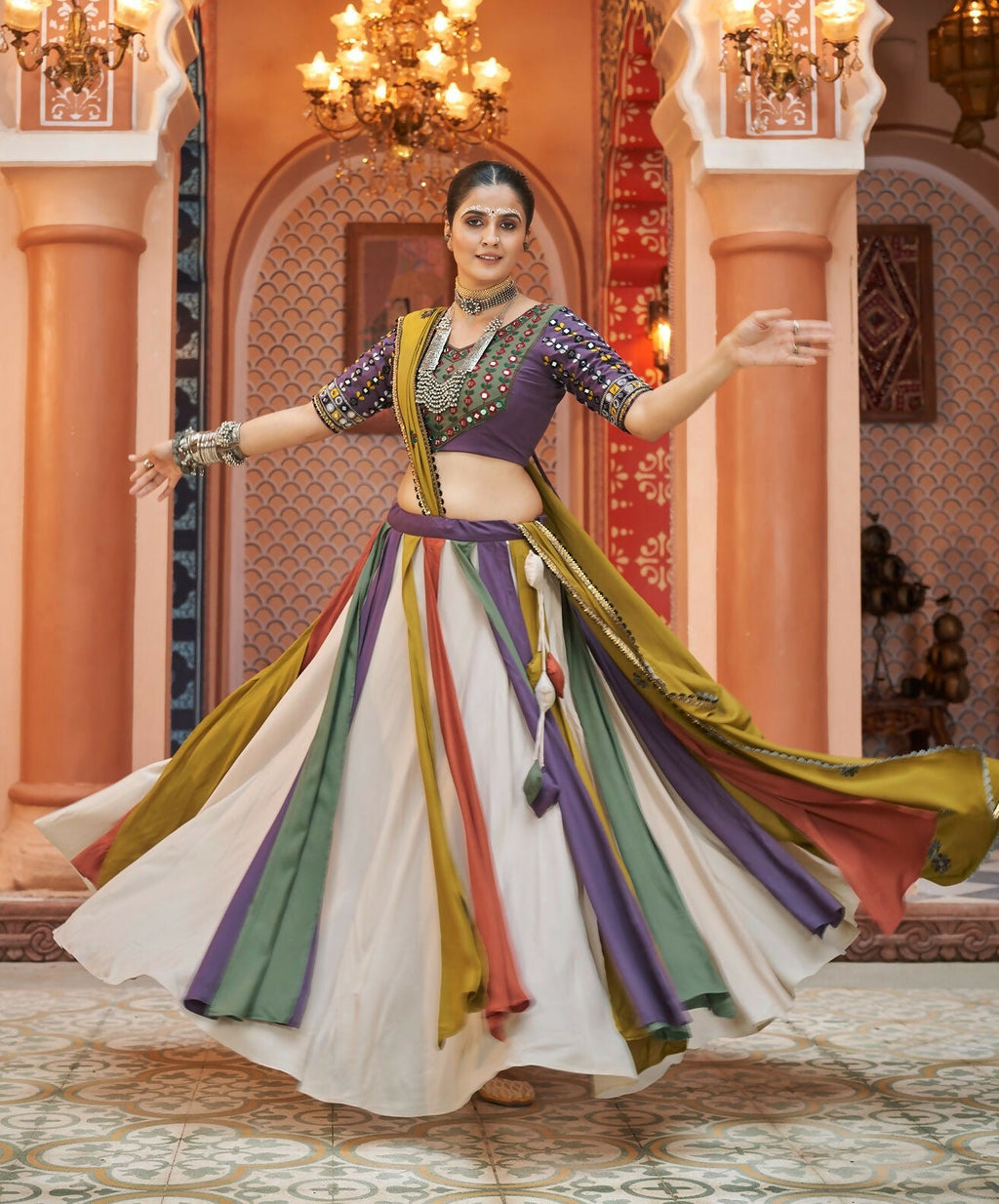 AI Fashion Multi Color Viscose Rayon Designer Navratri Lehenga Choli Collection