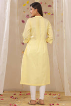 Juniper Women Limeyellow Cambric Solid A-Line Kurta - Distacart