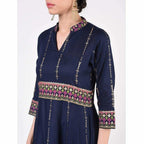 Cheera Women's Hand Block Print Ghagra Style Anarkali Kurta (CH036K)
