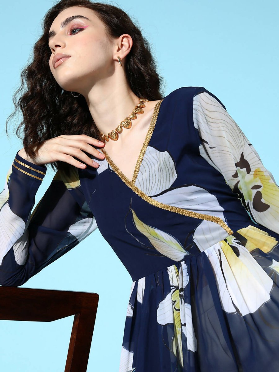 Ahalyaa Women's Traditional wear Kurta - Navy Blue