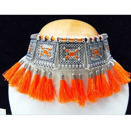MS Fashion India Traditional Oxidized Orange Necklace for Women