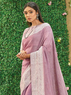 Shree Shyam Fashion Onion Pink Linen Saree - Distacart