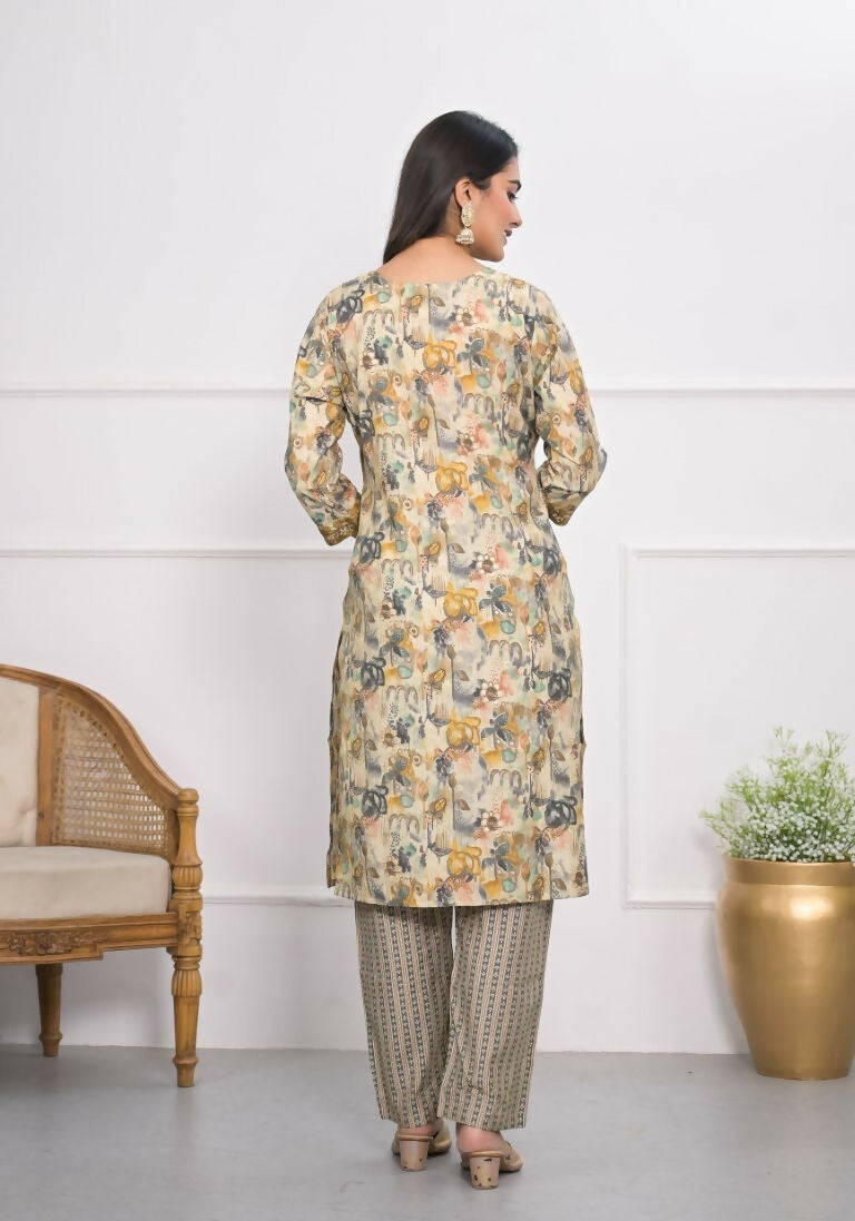 Festive Wear Ethnic Cream chanderi Stitched Suit - Anbazaar