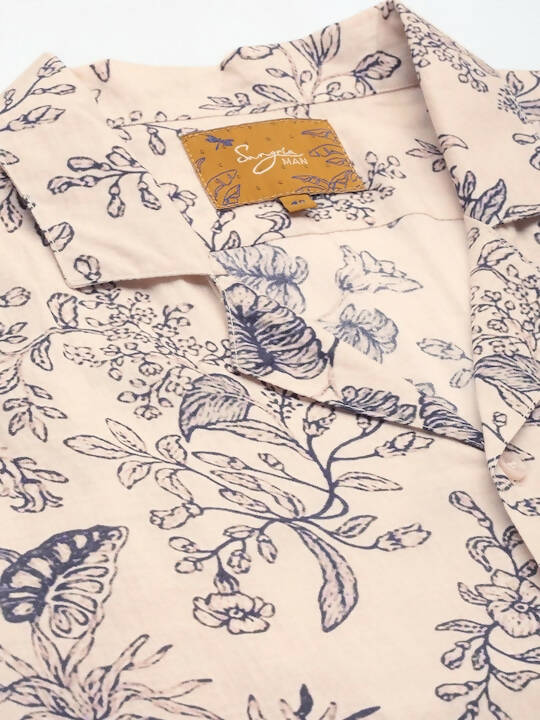 Off White Relaxed Floral Opaque Printed Casual Resort Shirt - Mahotsav