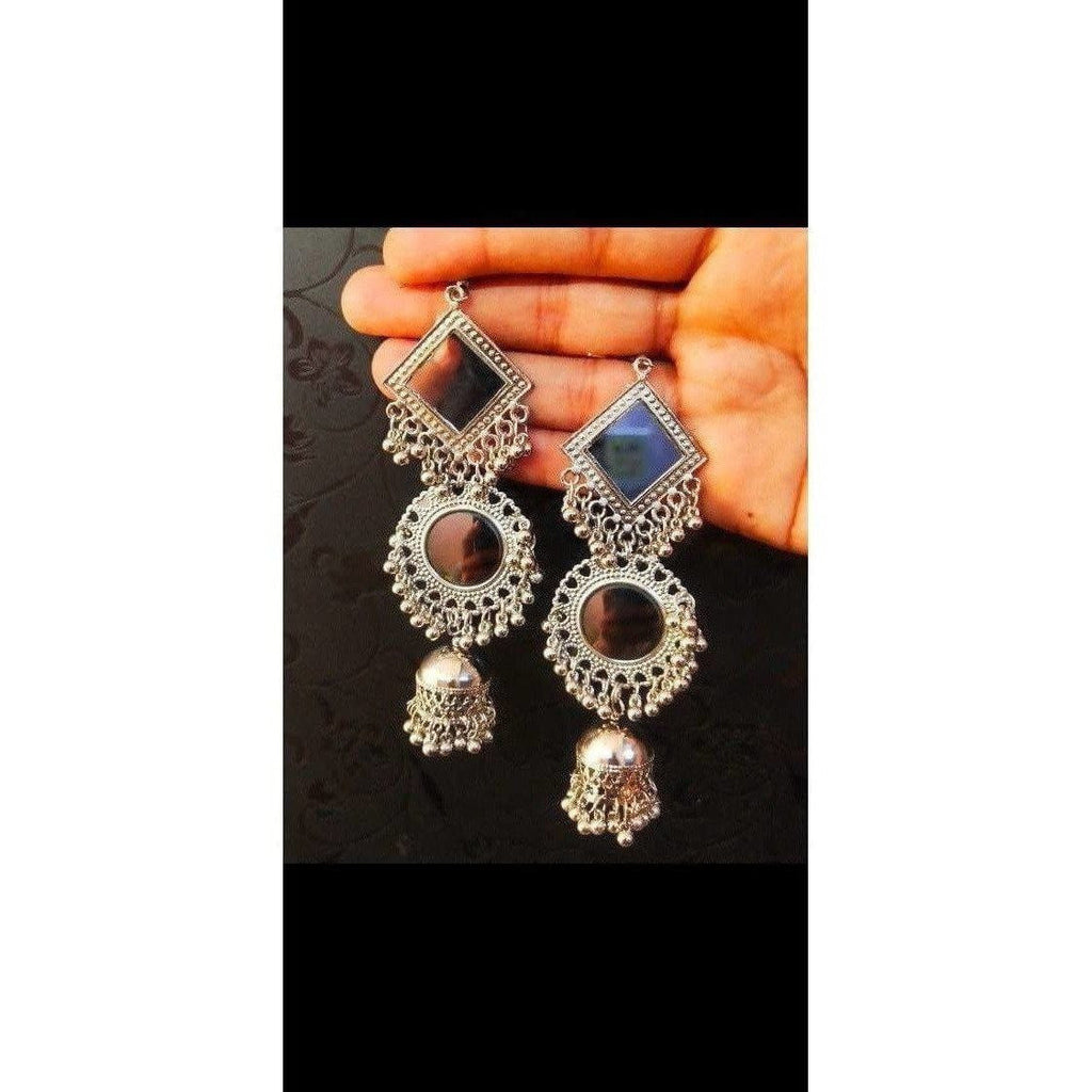 Muskan Fancy Oxidized Mirror Jhumki Earrings