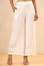 Juniper Women White Rayon Solid Straight Palazzo - Distacart