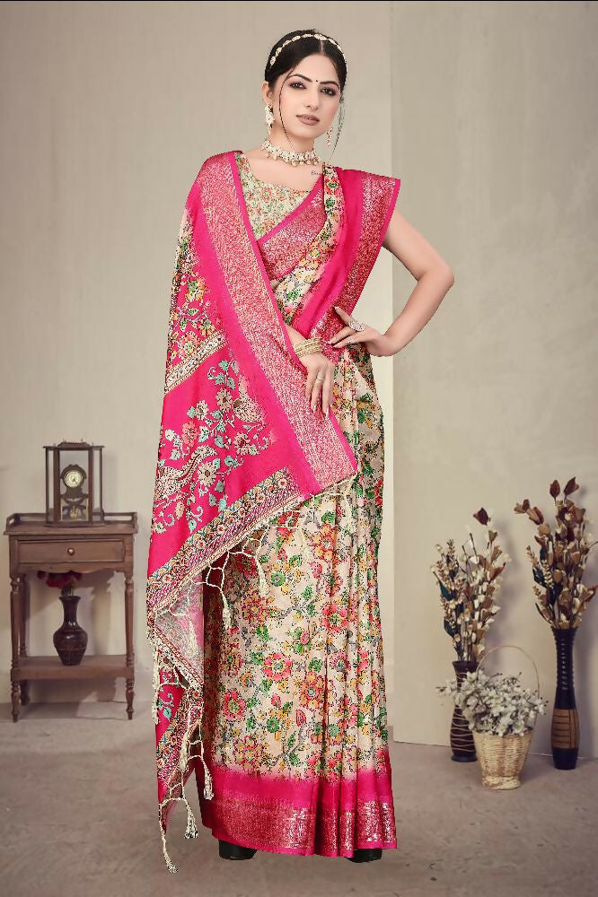 PR Fashion Multi Heavy Rich Cotton Silk Digital Print & Jacquard Saree