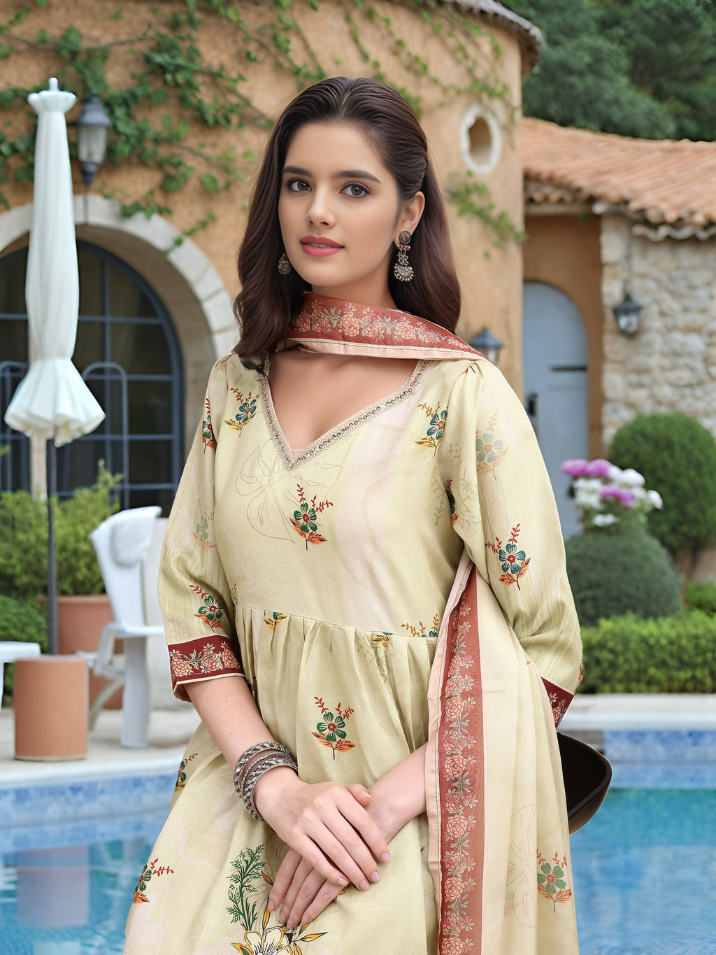 Joban Fashion Off White Position Digital Print With Position Foil Kurta Set - Distacart