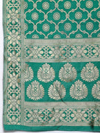 Myshka Women's Green Silk Print Casual Dupatta