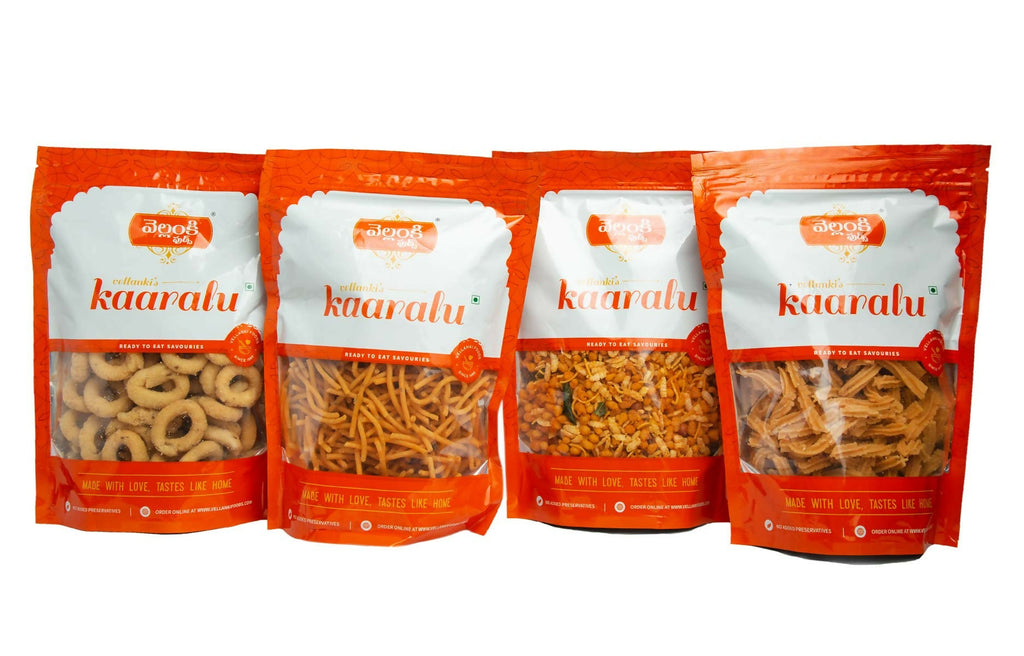 Vellanki Foods Namkeen Combo Pack (250g Each) - Muruku, Chegodi, Vampoosa, Mixture - Distacart