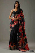Partywear Designer Black Bright Moss Fancy Saree - Durga