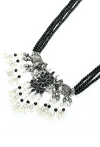 Mominos Fashion Johar Kamal Silver-Plated Brass Finish Elephant Desgin Choker For Women (Black) - Distacart
