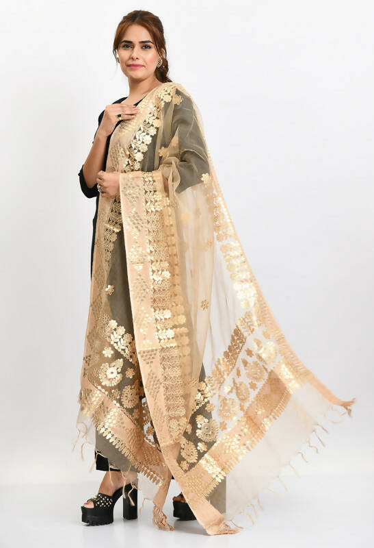 Mominos Fashion Moeza Women Organza Gotta Patti Bridal Dupatta Golden Dupatta - Distacart