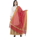 A R SILK VNS Ambi Border Fancy Dupatta Red Color Dupatta or Chunni