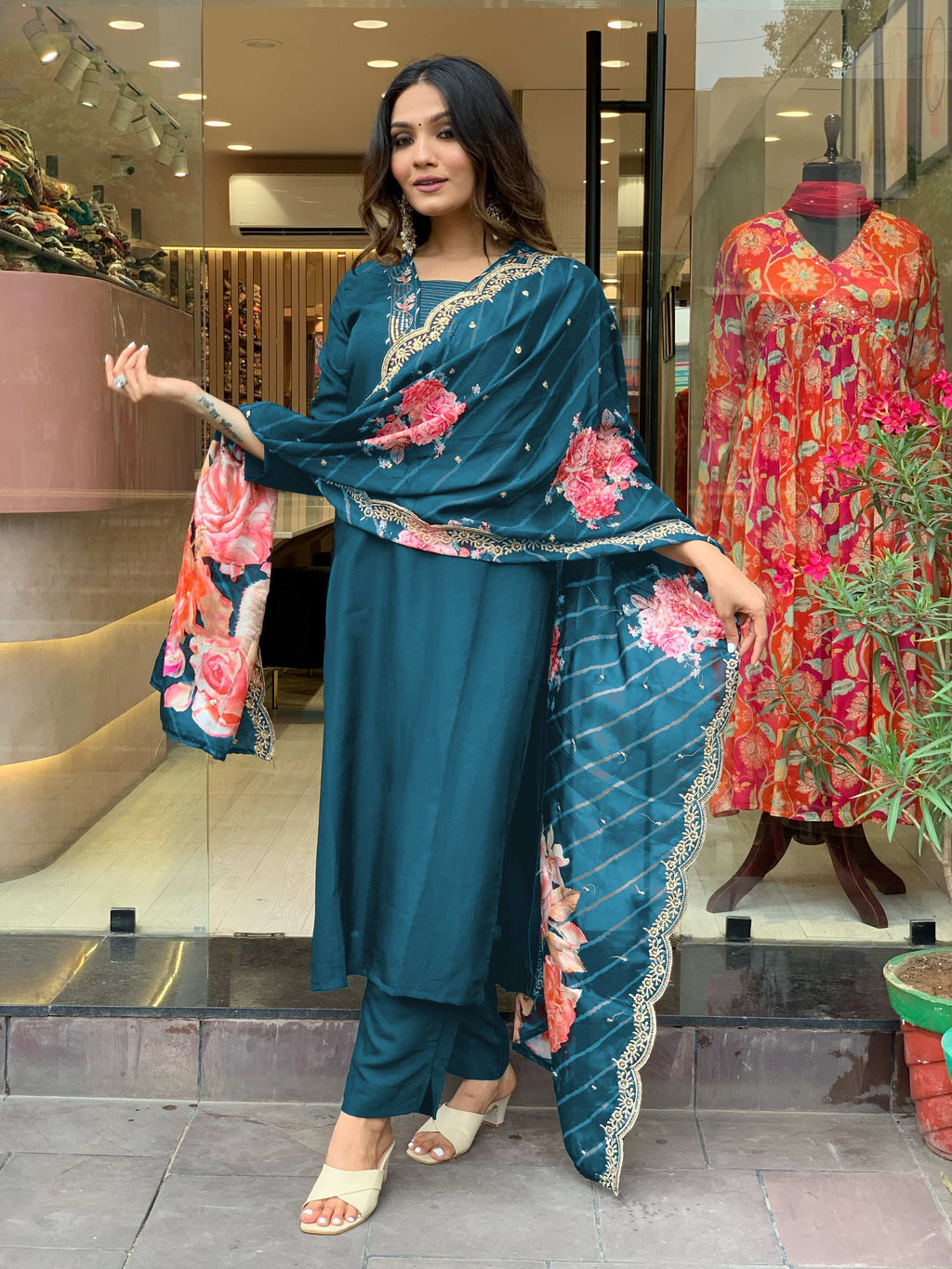 Yash Enterprise Morpankh Rayon Embroidery Party Wear Suit Set - Distacart