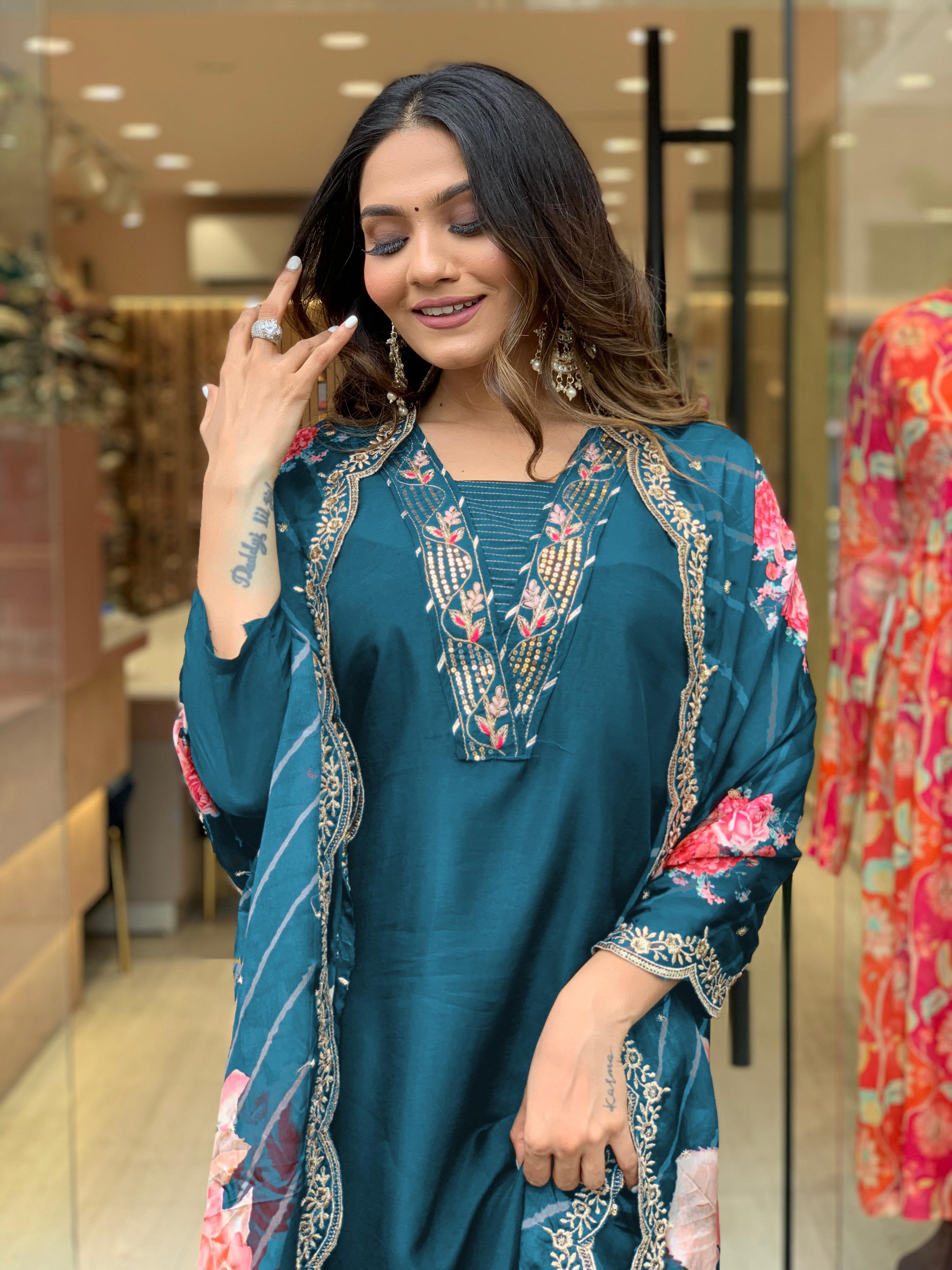 Yash Enterprise Morpankh Rayon Embroidery Party Wear Suit Set - Distacart