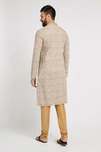 Ethnic India Beige Men's Kurta Embellished Viscose Rayon