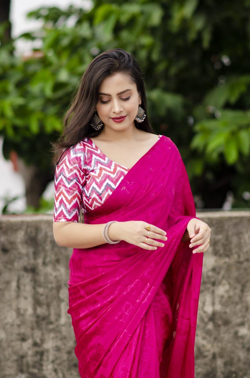 Rani Silk Blend Ethnic Motifs Saree with Unstitched Blouse - A2M
